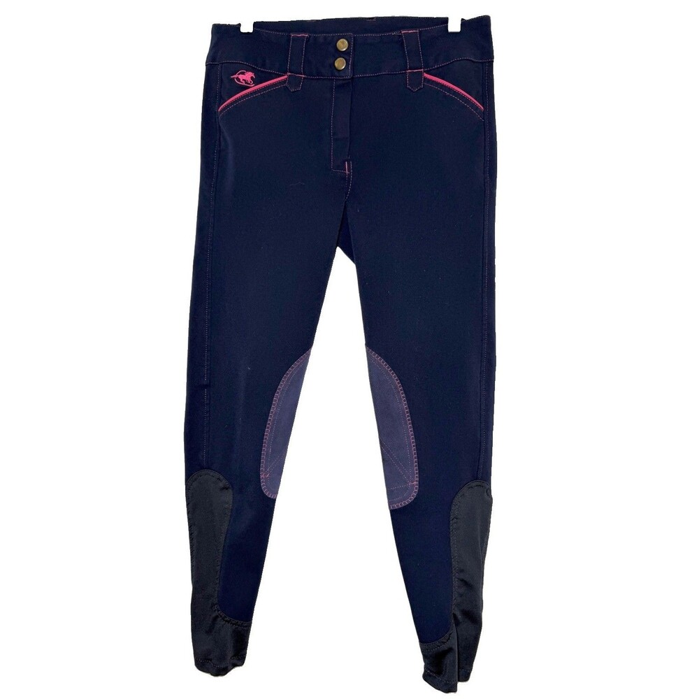 Piper by SmartPak 26R Navy Pink Knee Patch Equestrian Riding Breeches